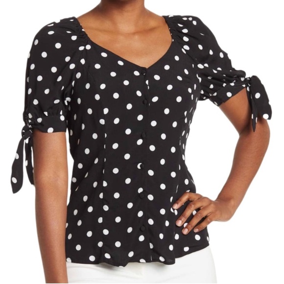 Philosophy Tops - PHILOSOPHY Polka Dot Tie Sleeve V-neck Top Size XS NWT